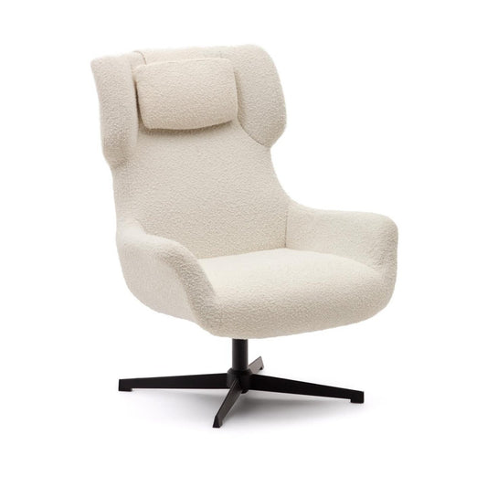 Fotoliu alb din textil Zalina Kave Home