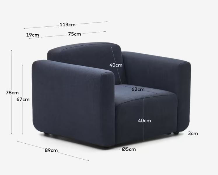 Fotoliu albastru din textil Neom Kave Home
