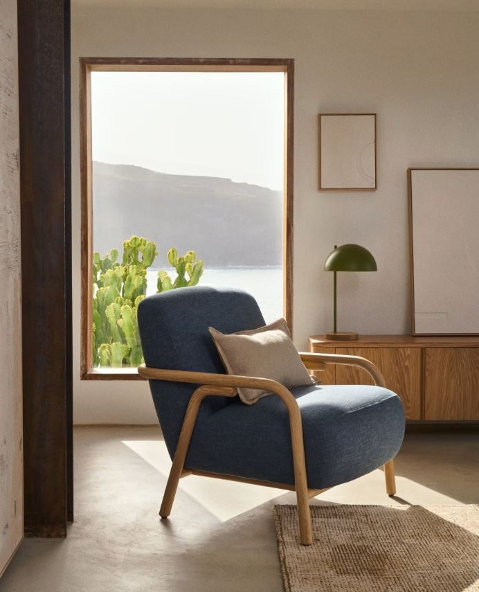 Fotoliu albastru din textil Sylo Kave Home