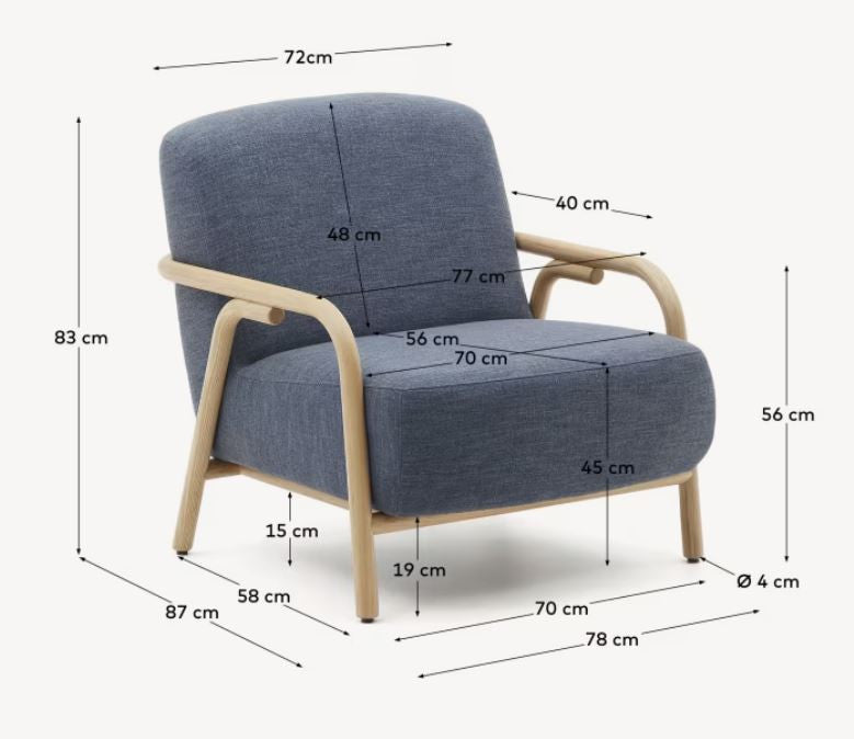 Fotoliu albastru din textil Sylo Kave Home
