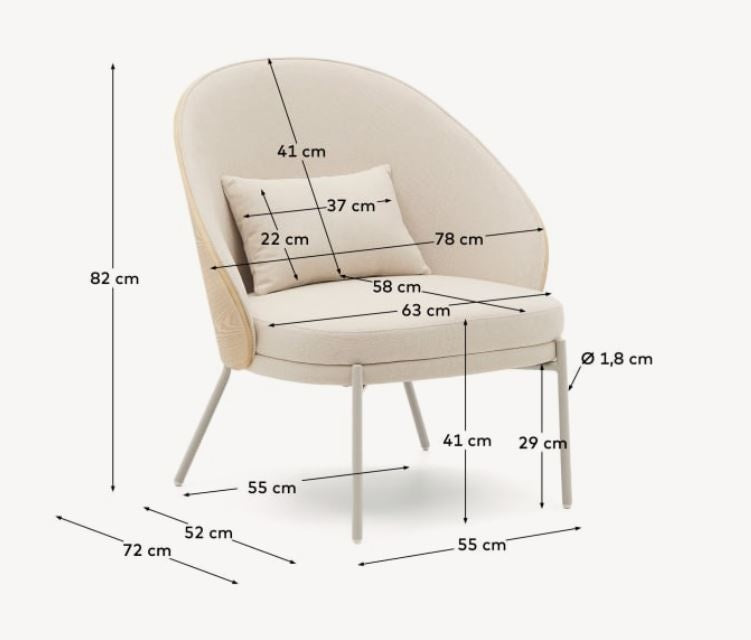 Fotoliu bej din piele ecologica Eamy Chenille Kave Home