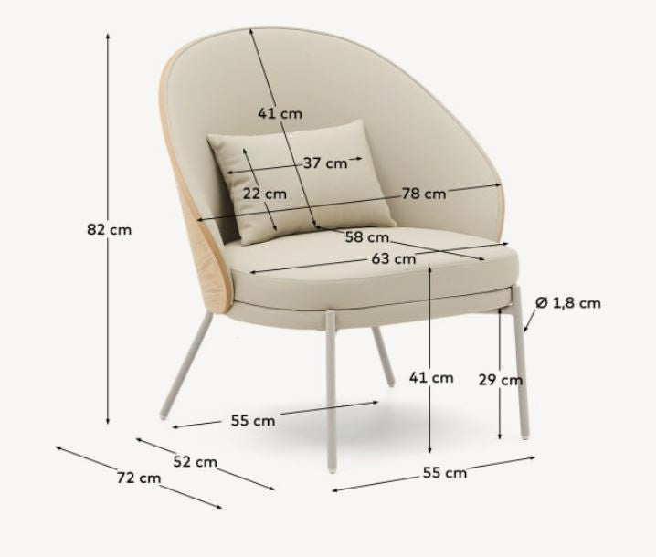 Fotoliu bej din piele ecologica Eamy Kave Home