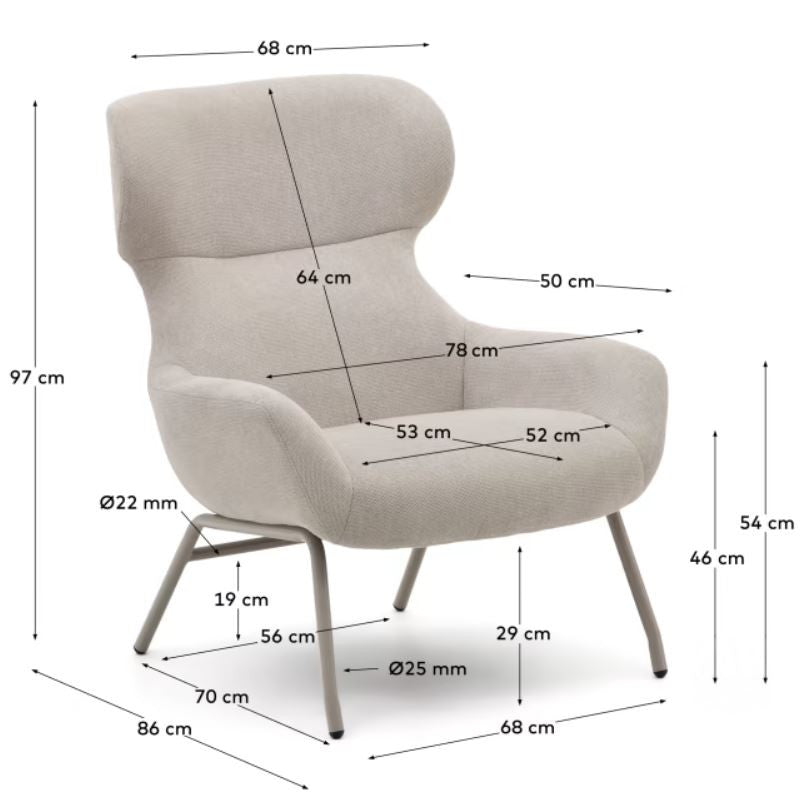 Fotoliu bej din textil Belina Kave Home