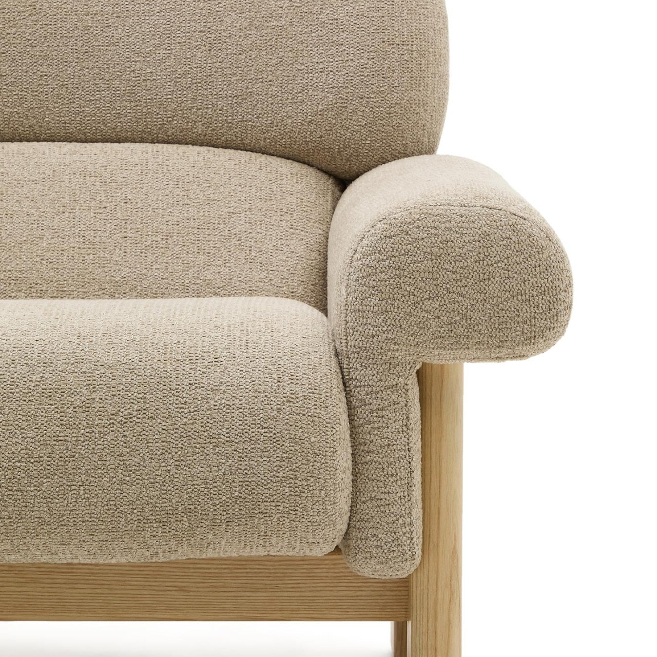 Fotoliu bej din textil Cabana Kave Home