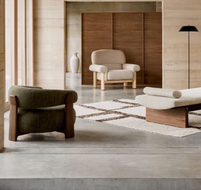 Fotoliu bej din textil Cabana Kave Home