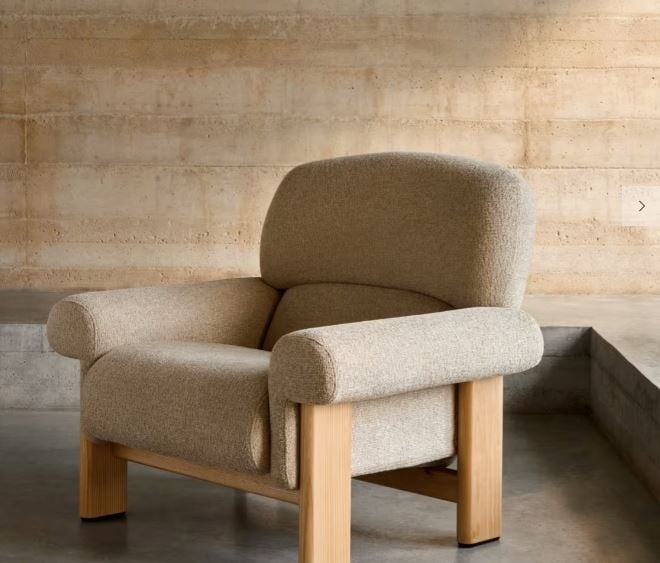 Fotoliu bej din textil Cabana Kave Home
