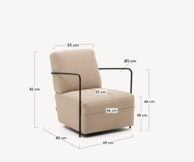 Fotoliu bej din textil Gamer Kave Home