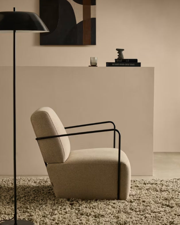 Fotoliu bej din textil Gamer Kave Home