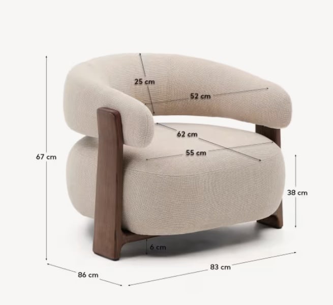 Fotoliu bej din textil Granite Chenille Kave Home