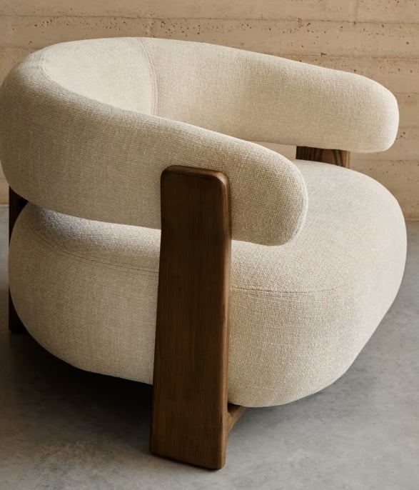 Fotoliu bej din textil Granite Chenille Kave Home