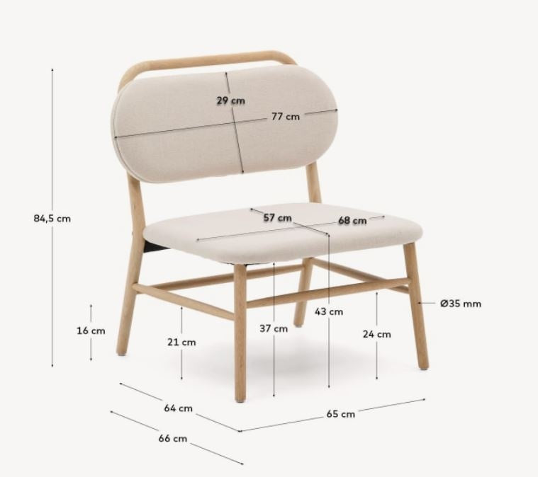 Fotoliu bej din textil Helda Kave Home