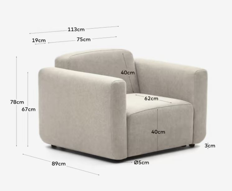 Fotoliu bej din textil Neom Kave Home