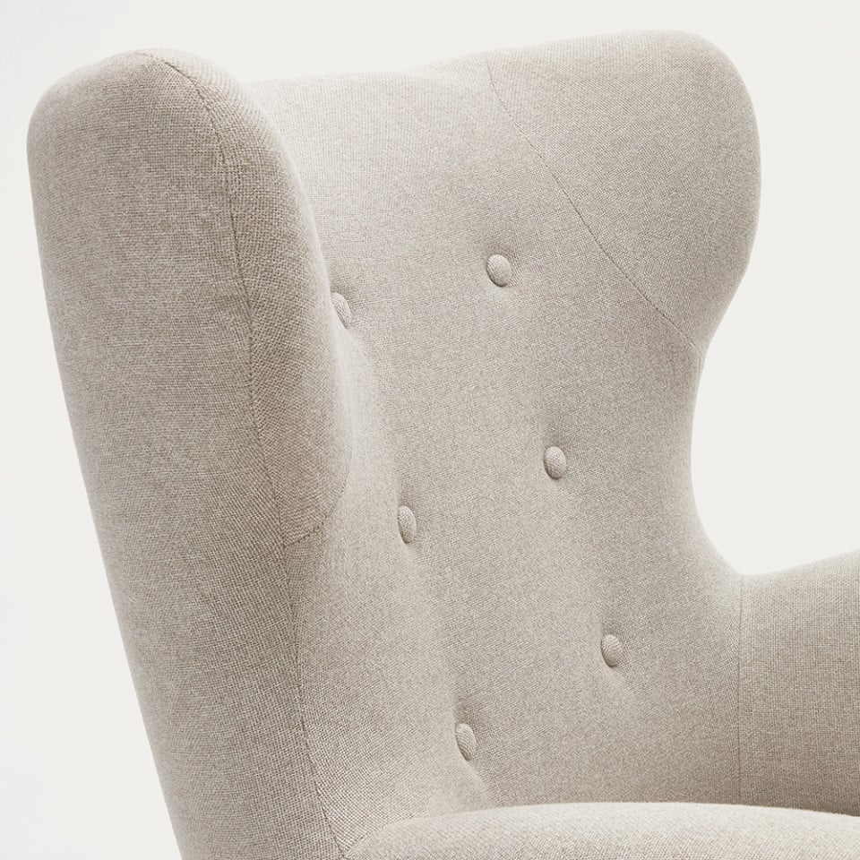 Fotoliu bej din textil Patio Kave Home
