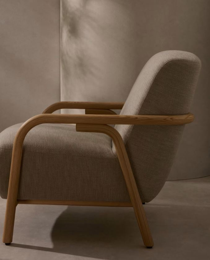 Fotoliu bej din textil Sylo Kave Home