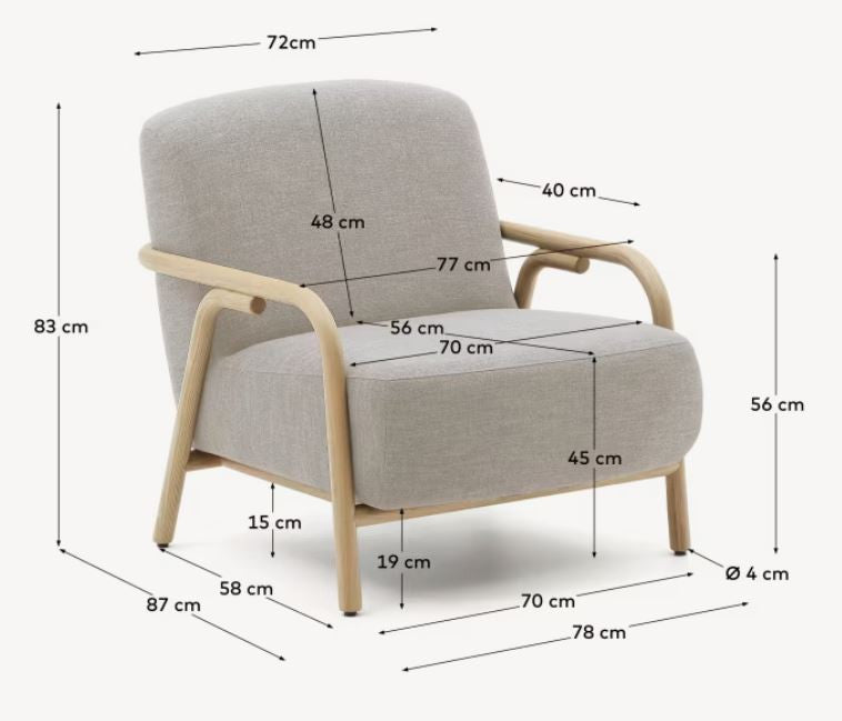 Fotoliu bej din textil Sylo Kave Home