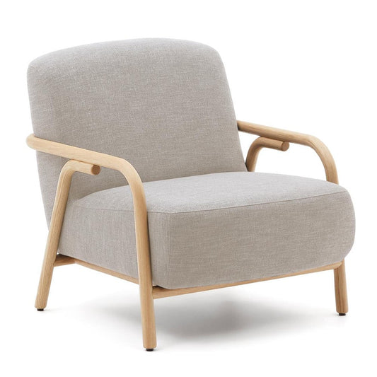 Fotoliu bej din textil Sylo Kave Home