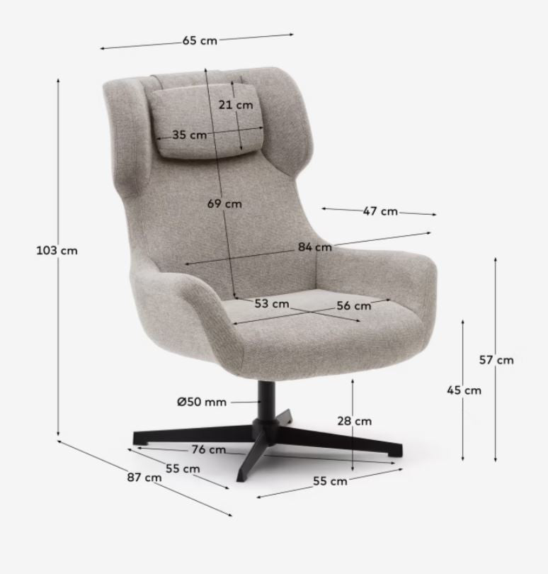 Fotoliu bej din textil Zalina Kave Home