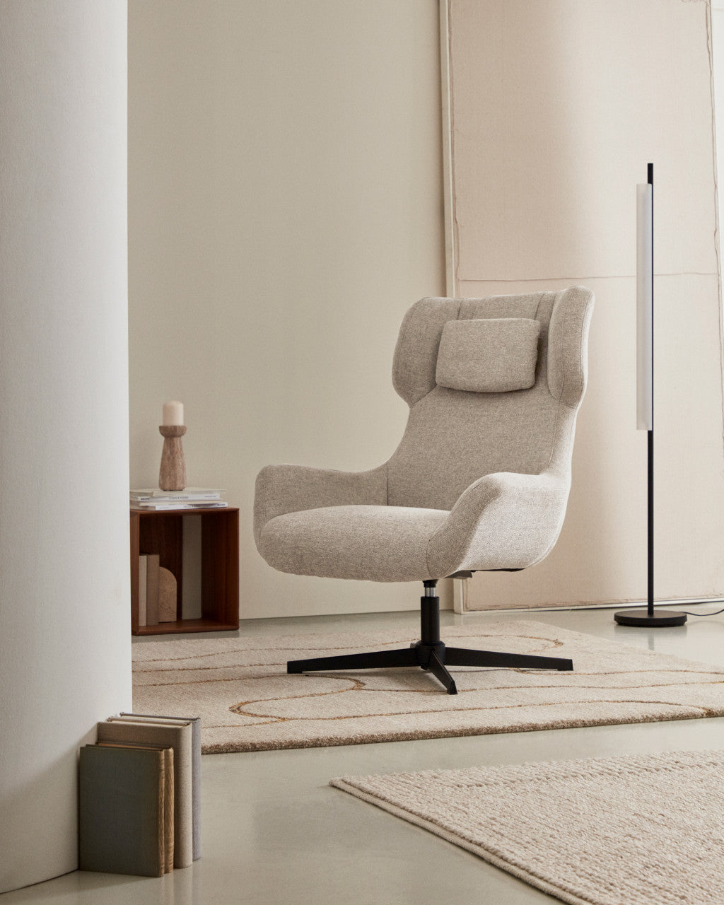 Fotoliu bej din textil Zalina Kave Home