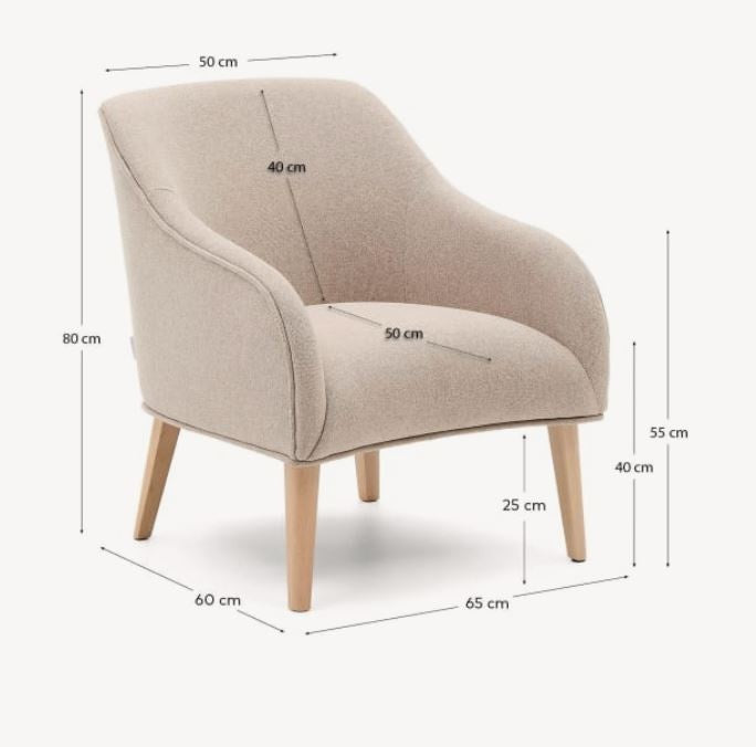 Fotoliu bej/maro din textil Bobly Kave Home