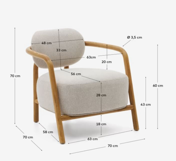 Fotoliu bej/maro din textil Melqui Kave Home