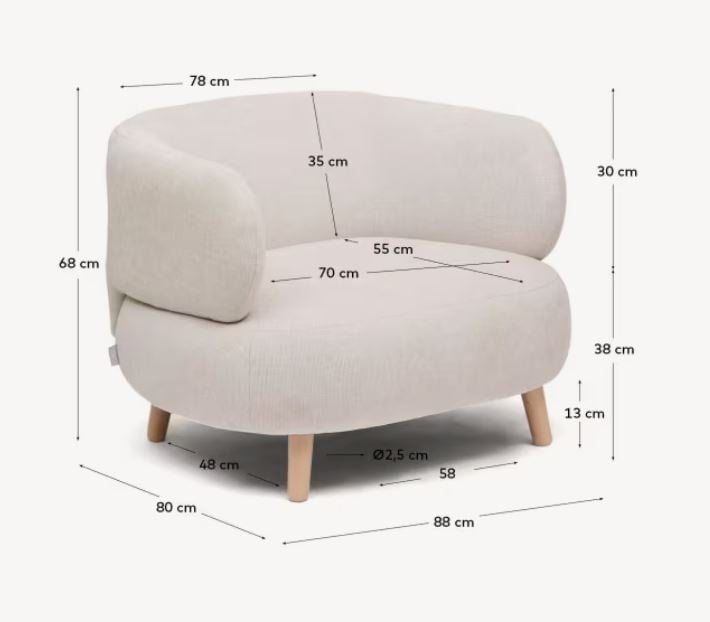 Fotoliu bej perla din textil Luisa Kave Home