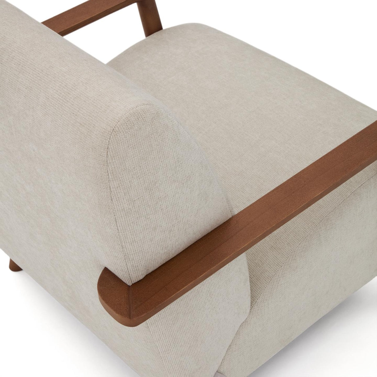 Fotoliu bej perla/maro din textil Meghan Chenille Kave Home