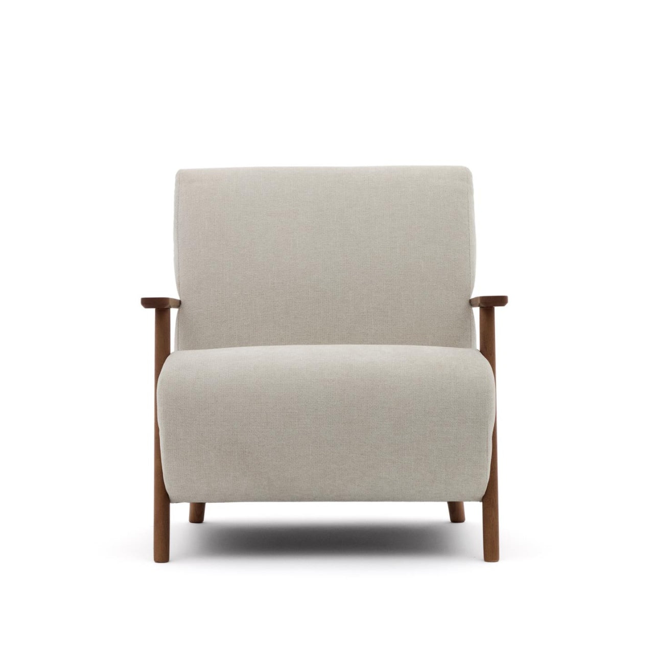 Fotoliu bej perla/maro din textil Meghan Chenille Kave Home