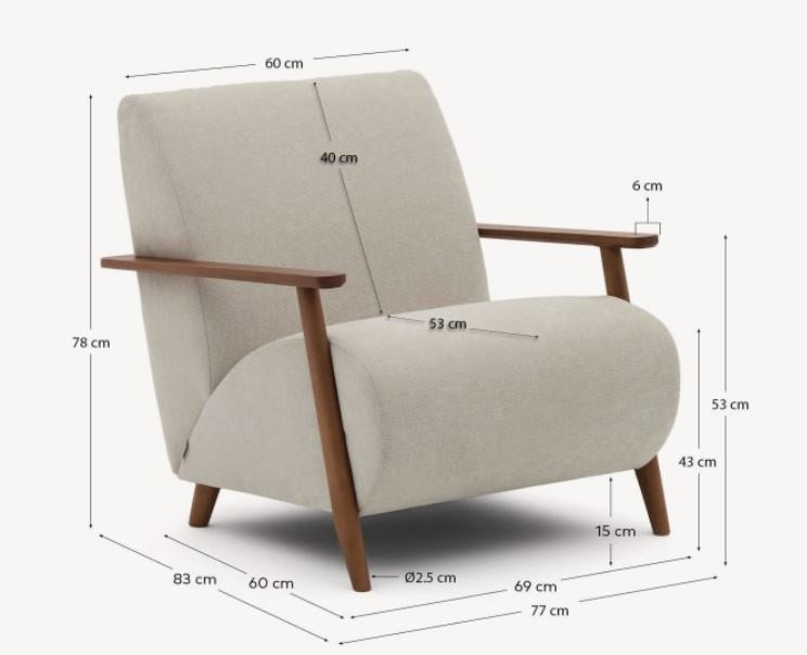 Fotoliu bej perla/maro din textil Meghan Chenille Kave Home