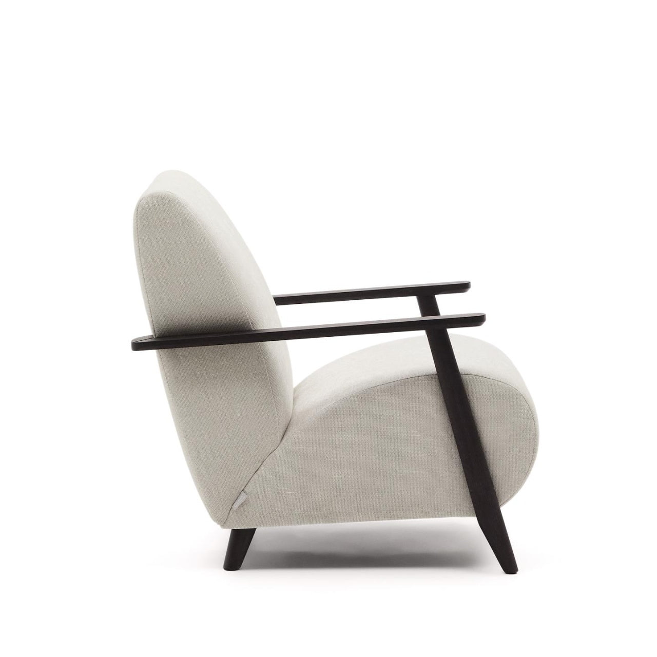 Fotoliu bej perla/maro wenge din textil Meghan Chenille Kave Home