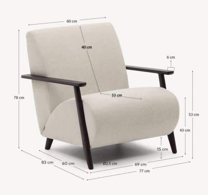 Fotoliu bej perla/maro wenge din textil Meghan Chenille Kave Home