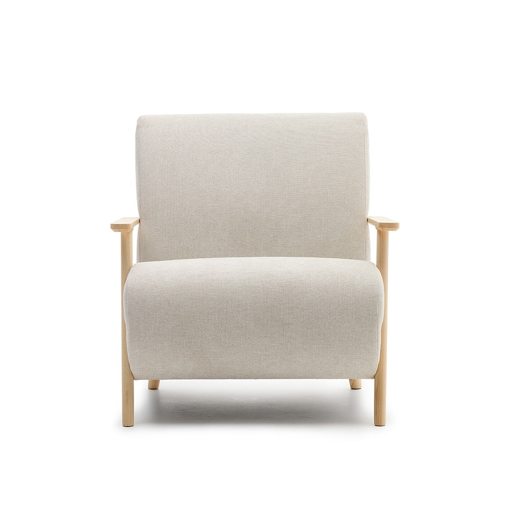 Fotoliu crem/maro deschis din textil Meghan Chenille Kave Home