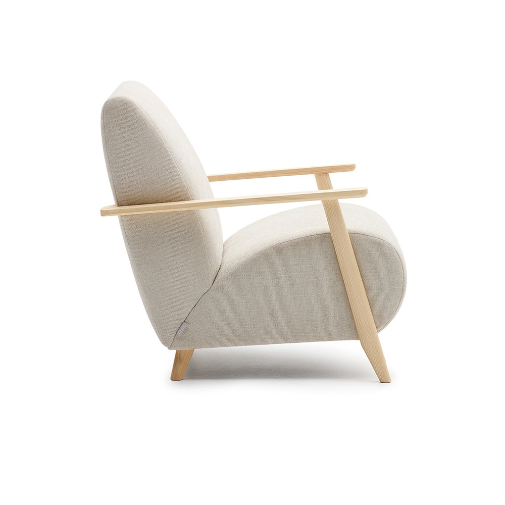 Fotoliu crem/maro deschis din textil Meghan Chenille Kave Home