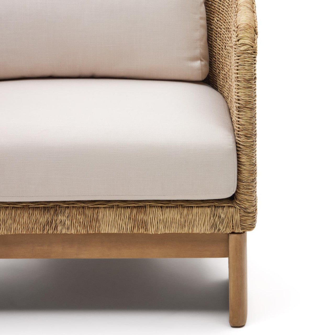 Fotoliu crem/maro din textil Xoriguer Kave Home
