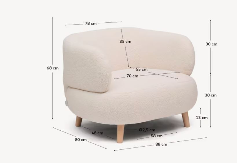 Fotoliu ecru din textil Luisa Kave Home