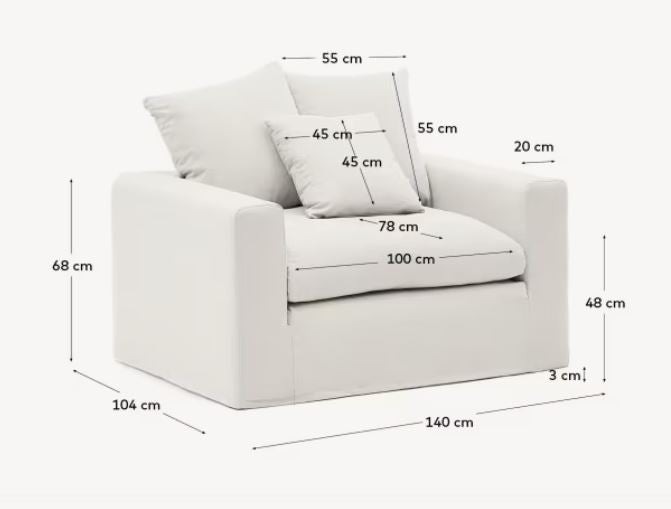 Fotoliu ecru din textil Nora Extra Kave Home