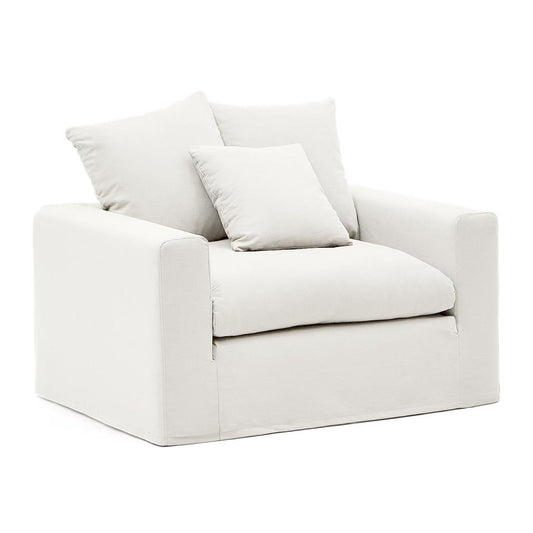 Fotoliu ecru din textil Nora Extra Kave Home