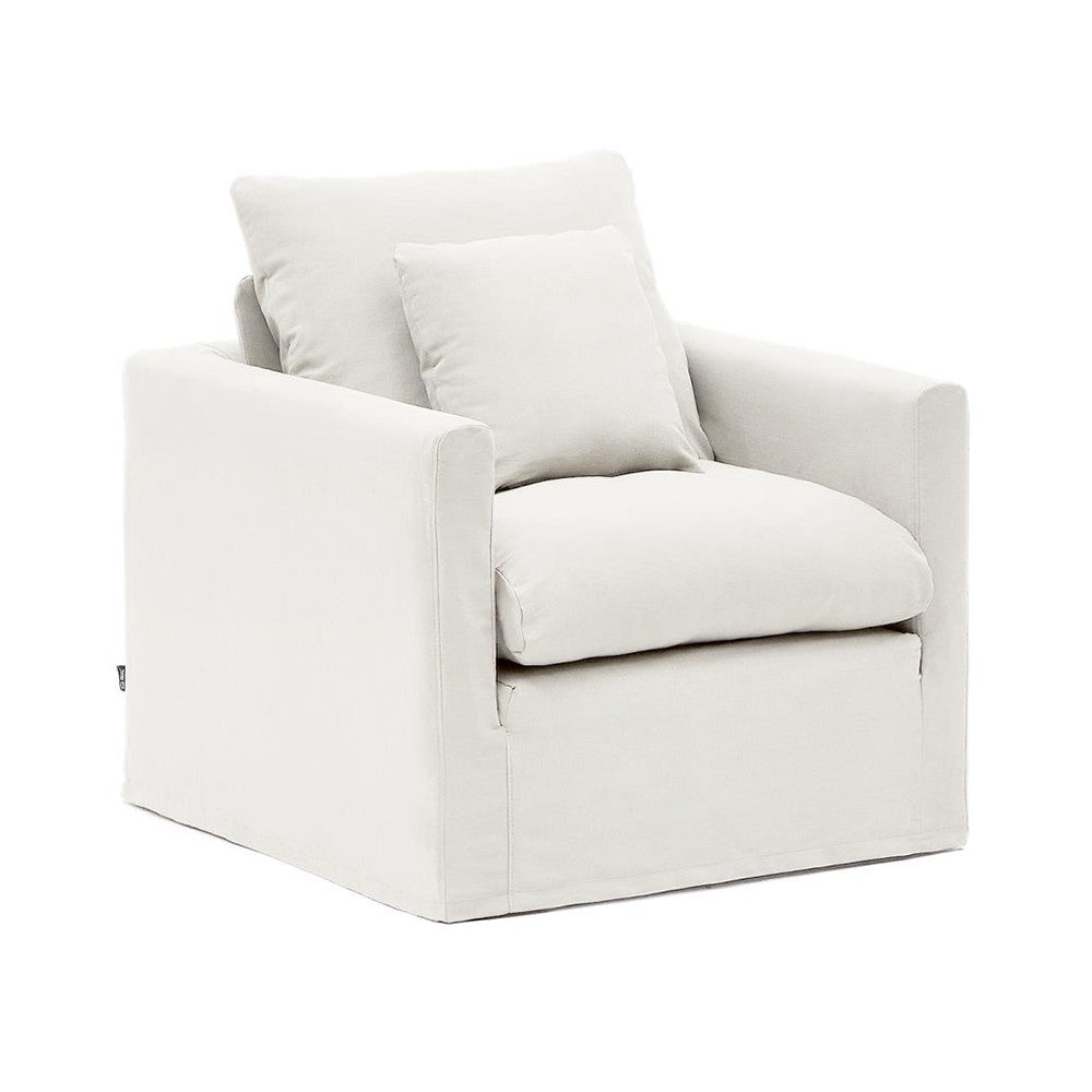 Fotoliu ecru din textil Nora Kave Home