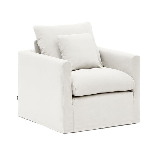 Fotoliu ecru din textil Nora Kave Home