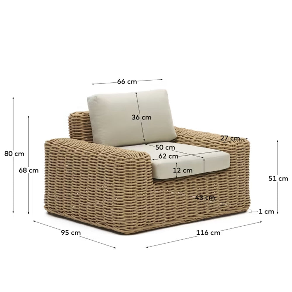 Fotoliu exterior alb/bej din textil Portlligat Kave Home