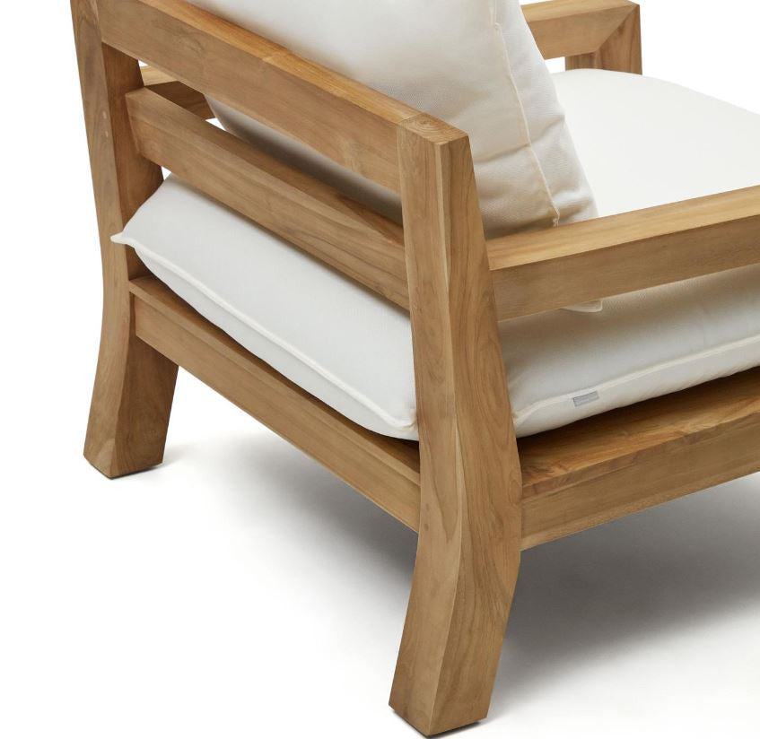 Fotoliu exterior alb/maro din textil Forcanera Kave Home