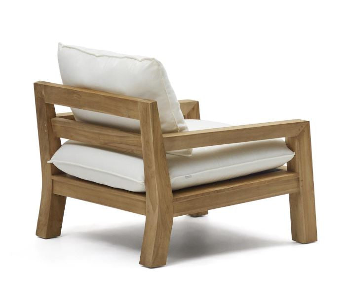 Fotoliu exterior alb/maro din textil Forcanera Kave Home