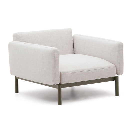Fotoliu exterior alb/verde din textil Sorells Kave Home