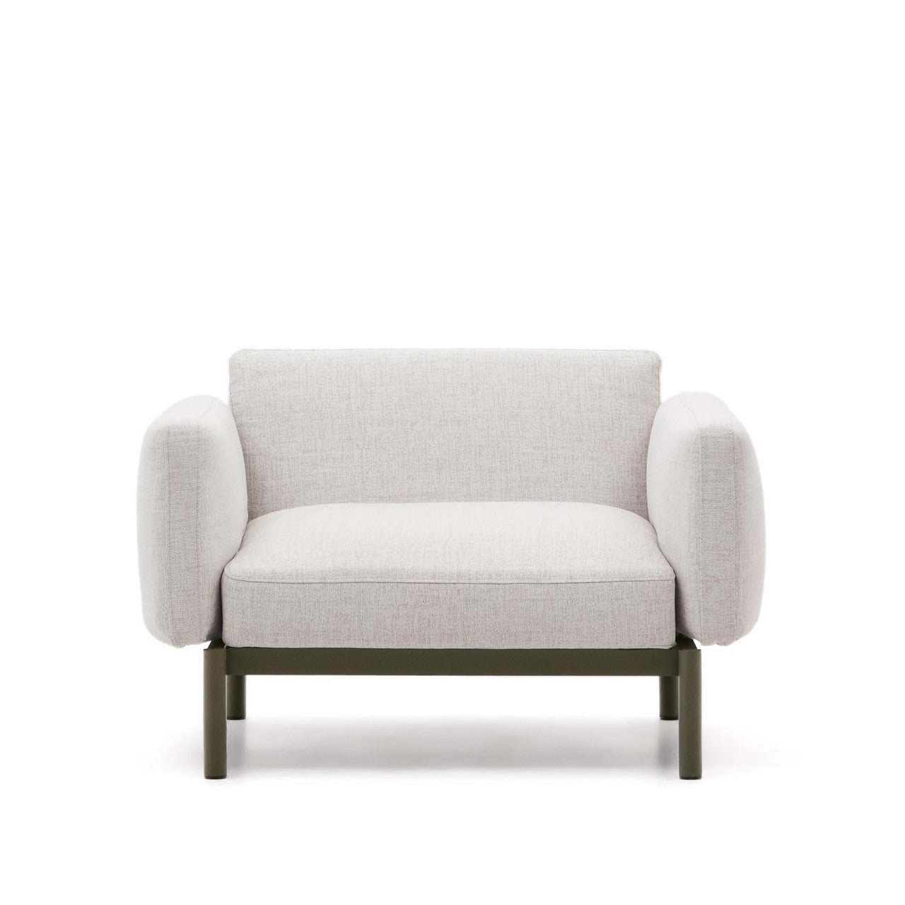 Fotoliu exterior alb/verde din textil Sorells Kave Home