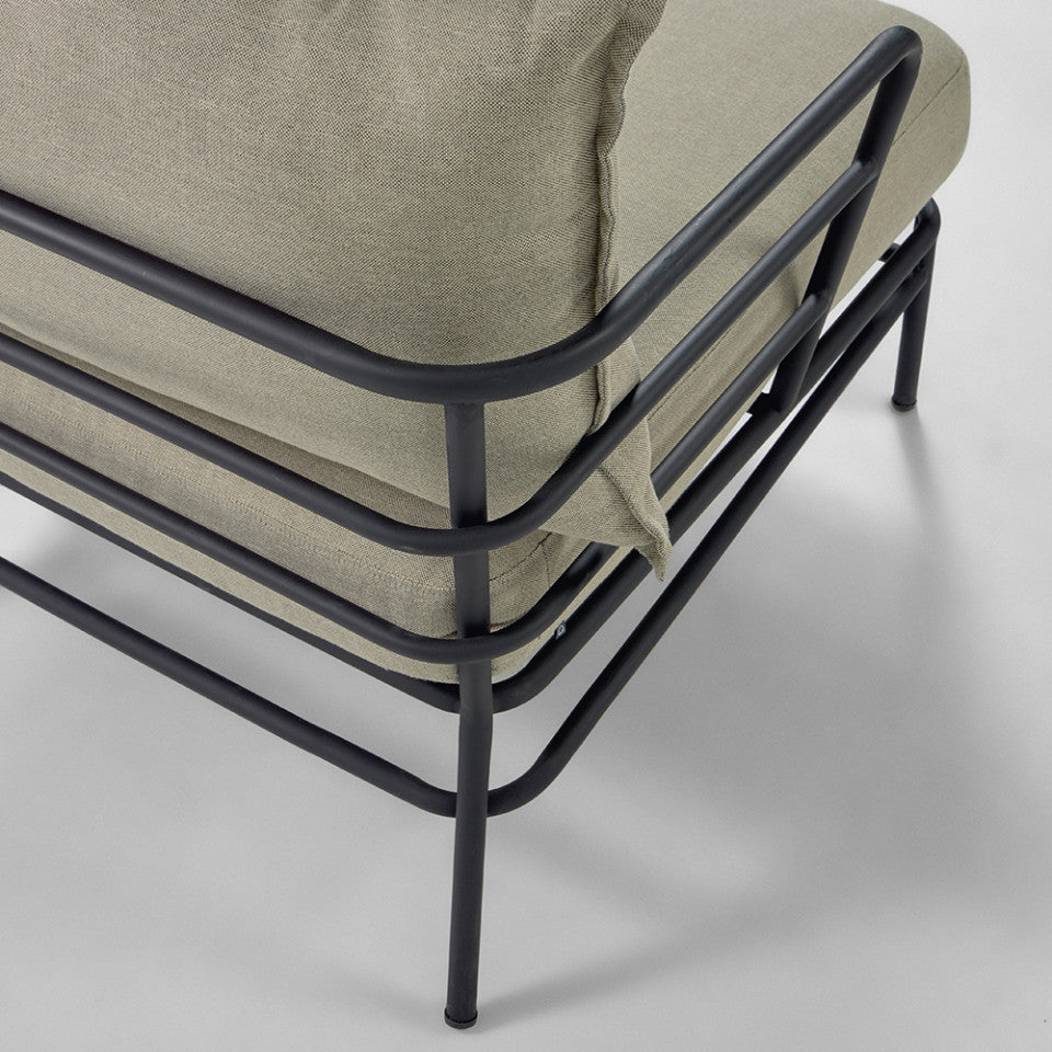 Fotoliu exterior crem/negru din textil Mareluz Kave Home