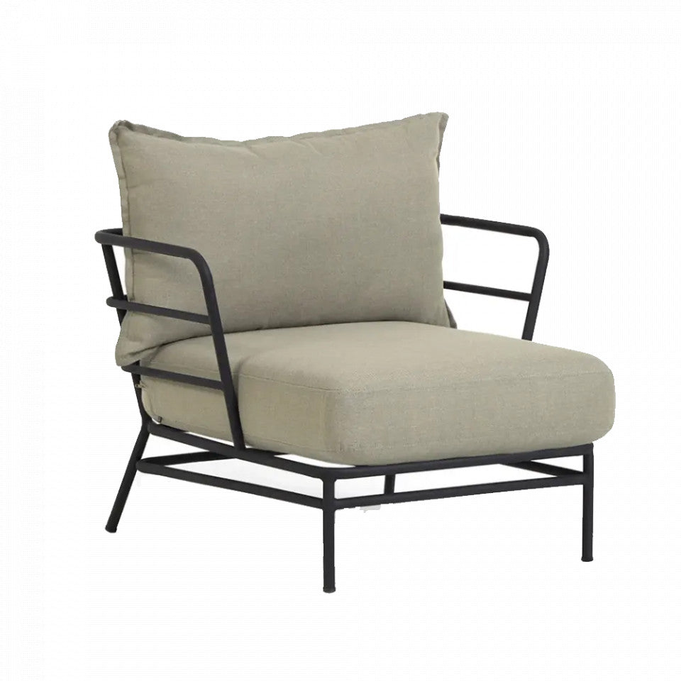 Fotoliu exterior crem/negru din textil Mareluz Kave Home