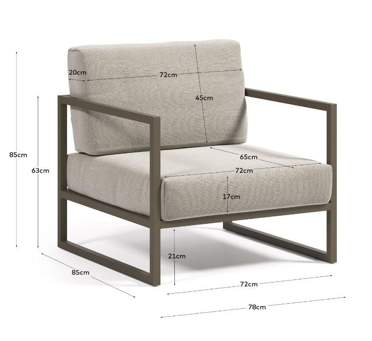 Fotoliu exterior gri din textil Comova Kave Home
