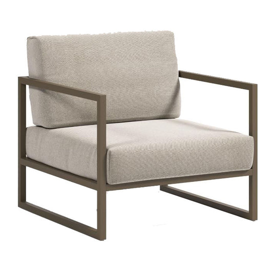 Fotoliu exterior gri din textil Comova Kave Home