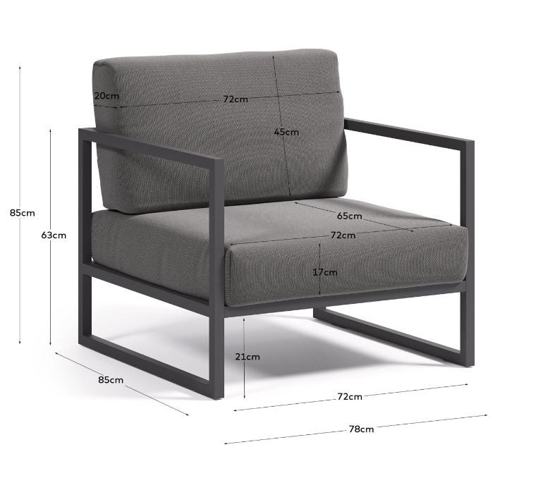 Fotoliu exterior gri inchis din textil Comova Kave Home