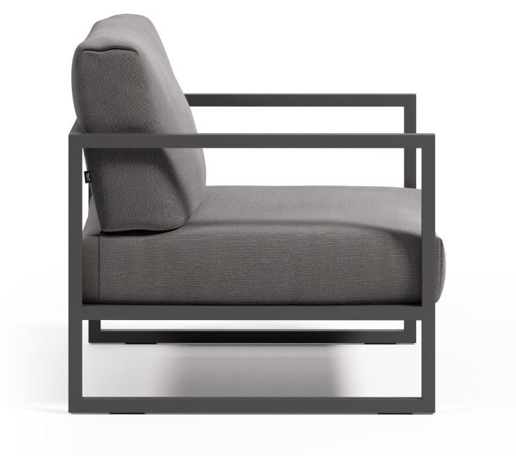 Fotoliu exterior gri inchis din textil Comova Kave Home