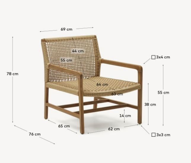 Fotoliu exterior maro din lemn Sabolla Kave Home